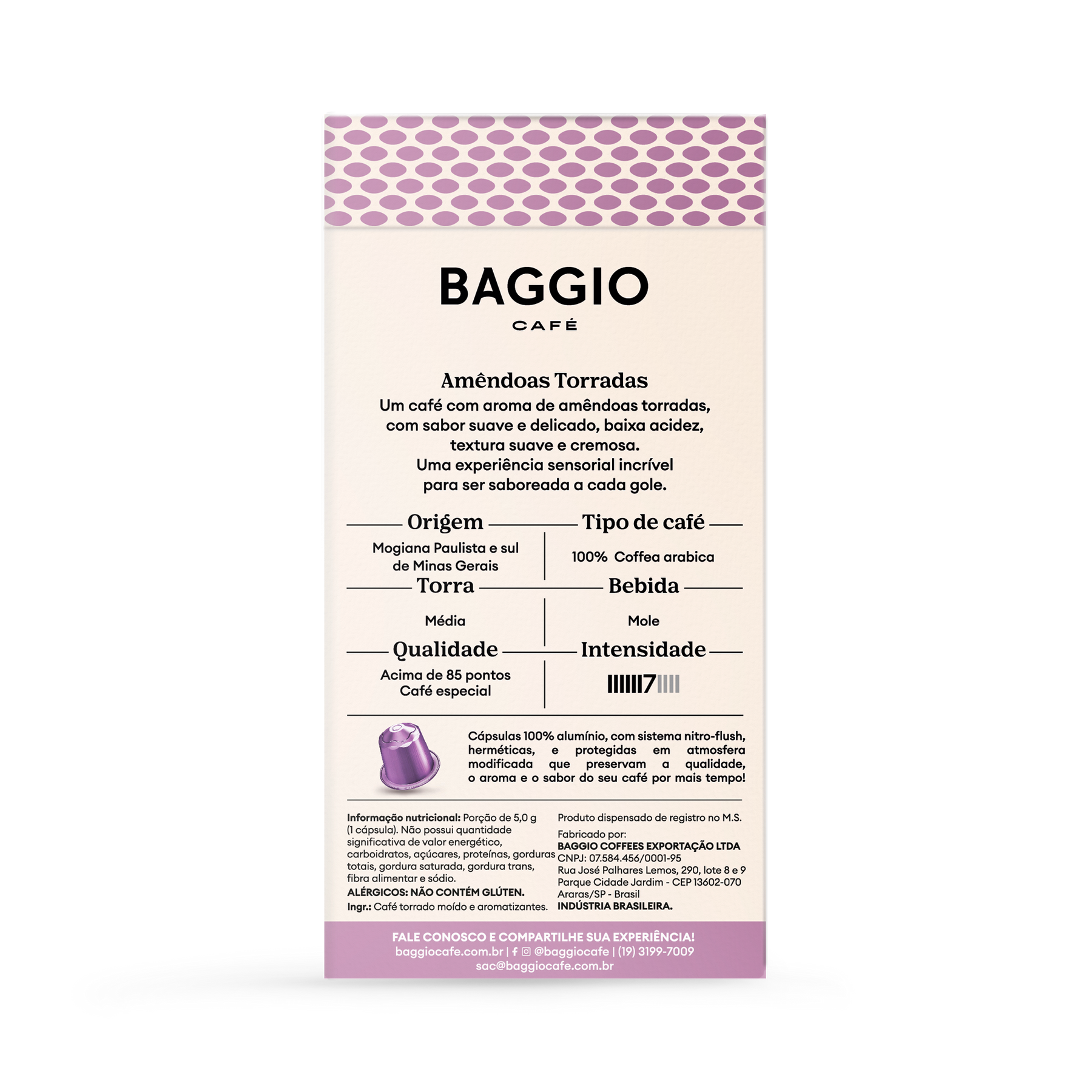 Baggio Aromas Amêndoas Torradas - 10 Cápsulas - Assinatura 15% OFF