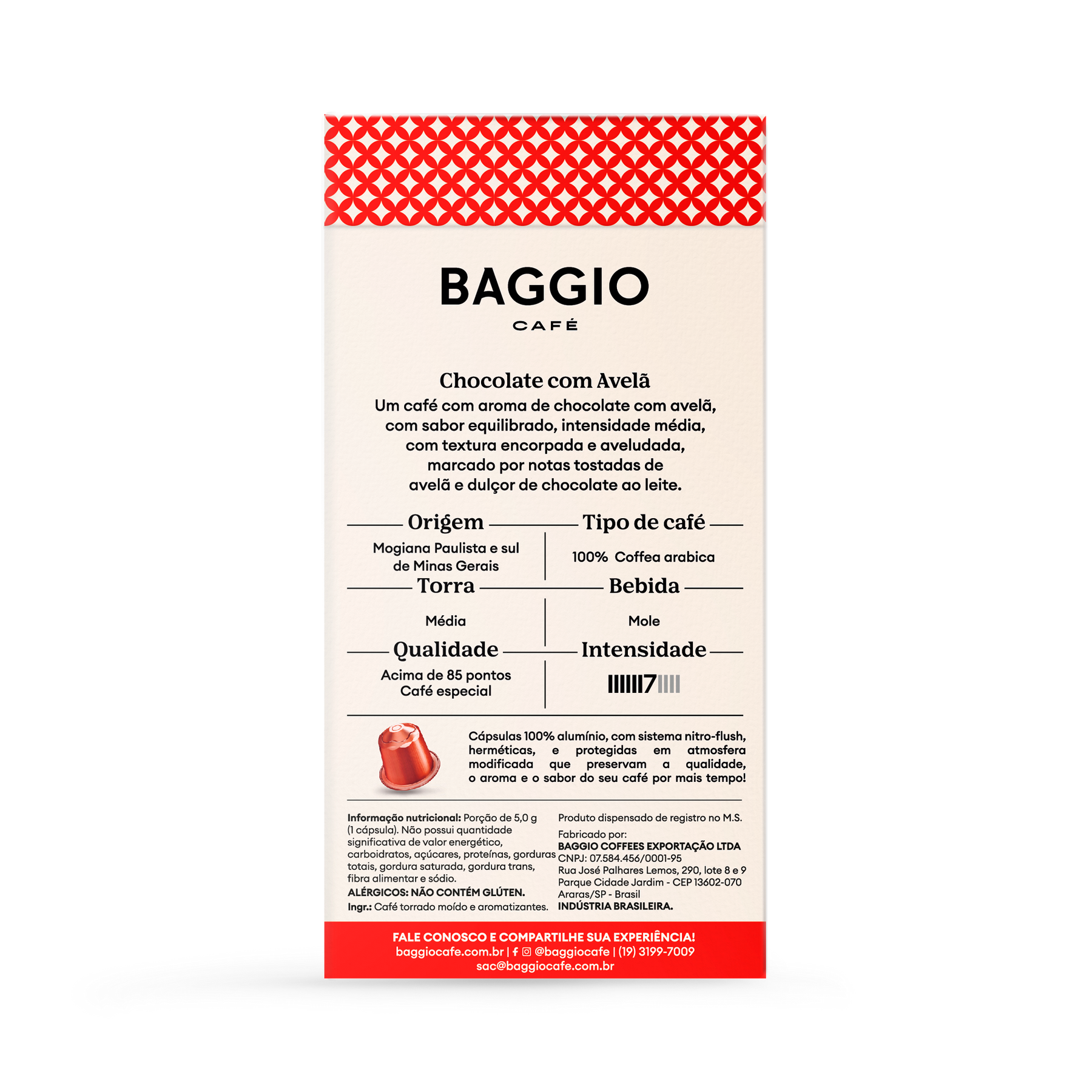 Baggio Aromas Chocolate com Avelã - 10 Cápsulas p/ Nespresso*