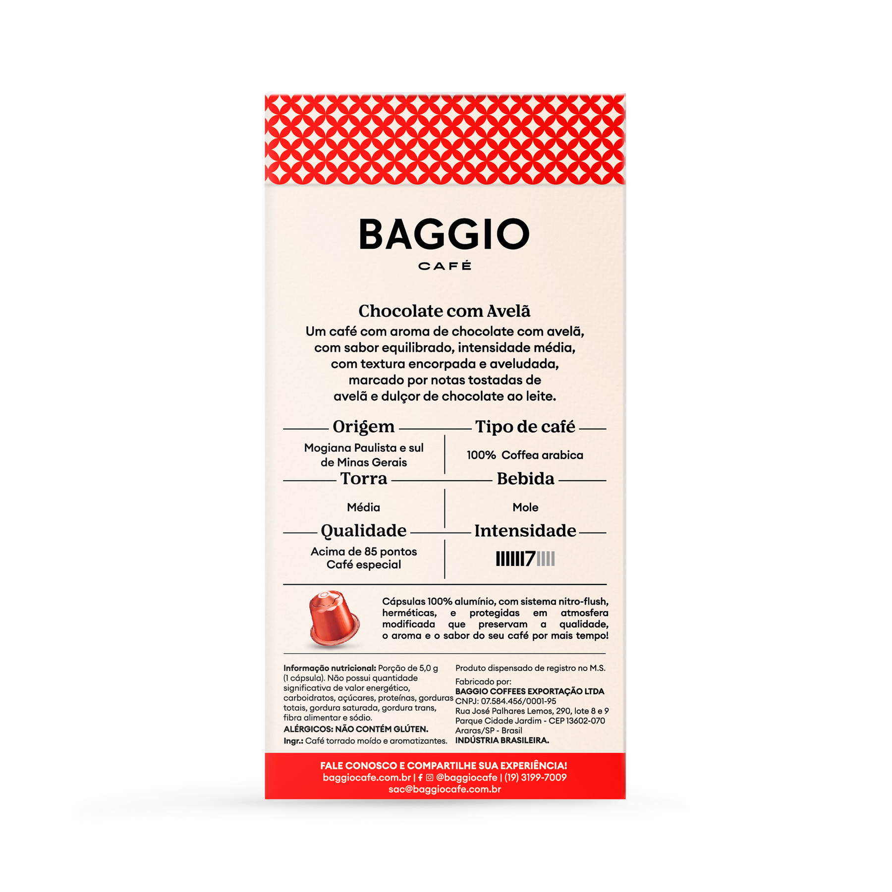 Baggio Aromas Chocolate com Avelã - 20 Cápsulas - Assinatura 15% OFF