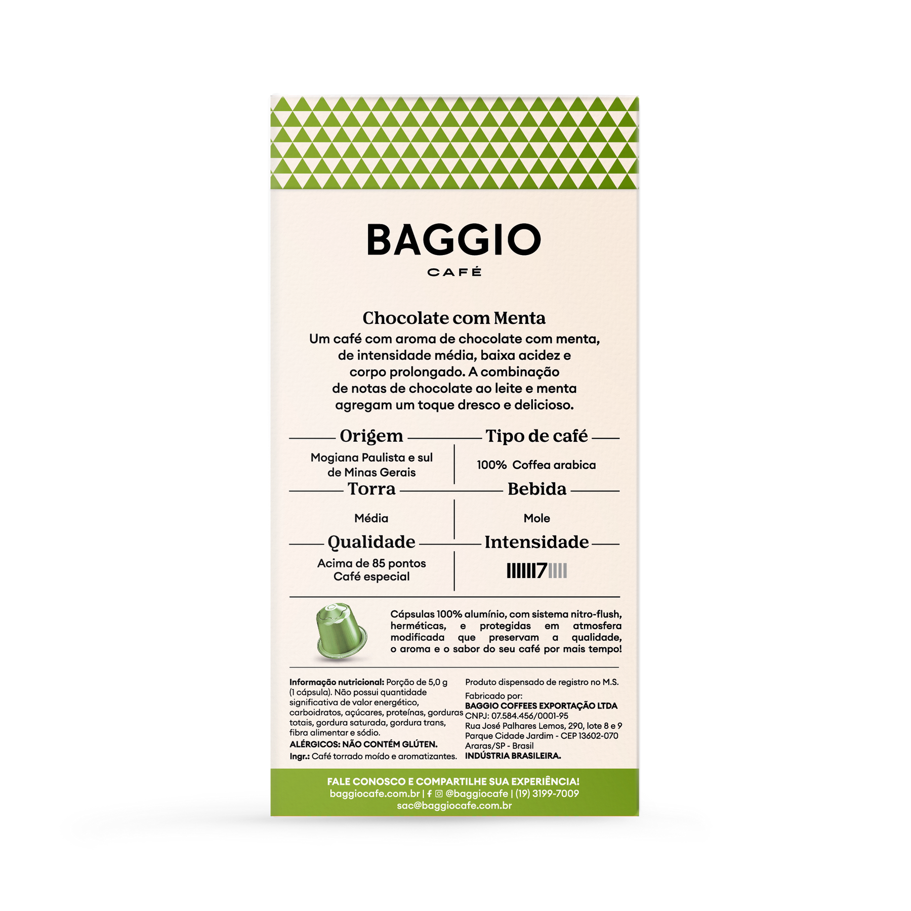 Baggio Aromas Chocolate com Menta - 10 Cápsulas p/ Nespresso*